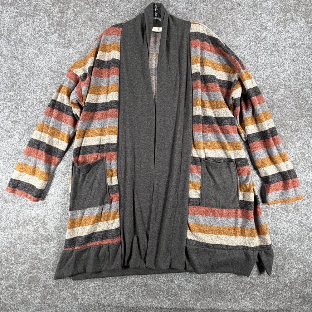 Jade By Jane Cardigan Sweater Womens 2XL Multicolor Stretch Striped Shawl Collar